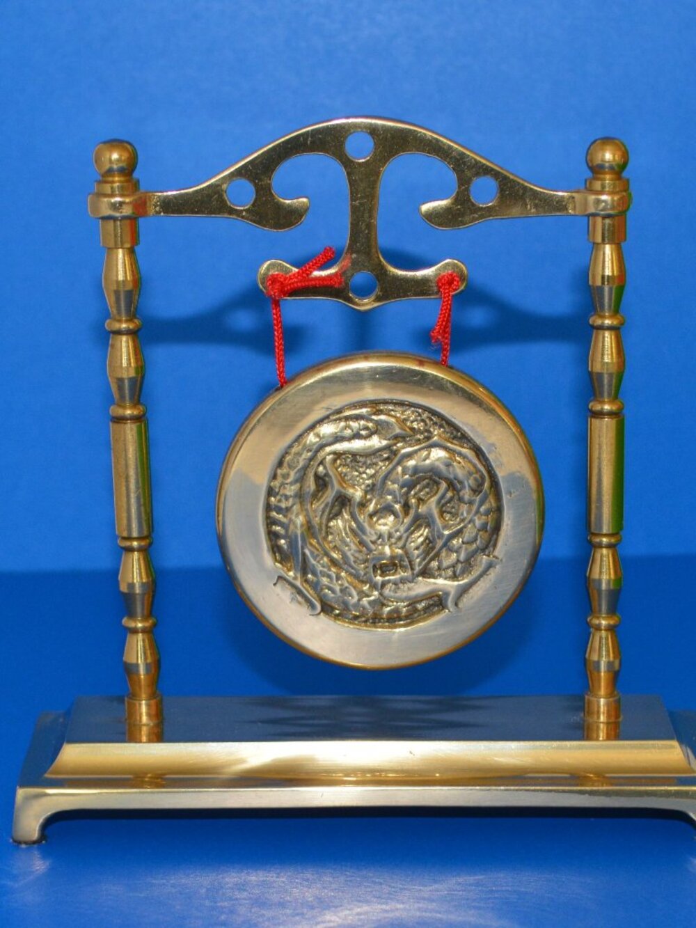 1970's Vintage Brass Gong Bell Chinese Dragon Decor